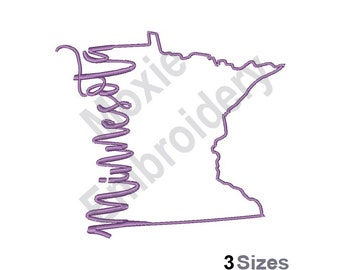Minnesota State Map - Machine Embroidery Design, Minnesota State Embroidery Pattern, American State Map Outline Embroidery Design,
