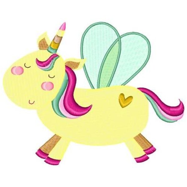 Yellow Fairy Unicorn - Machine Embroidery Design