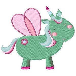 Turquoise Fairy Unicorn - Machine Embroidery Design