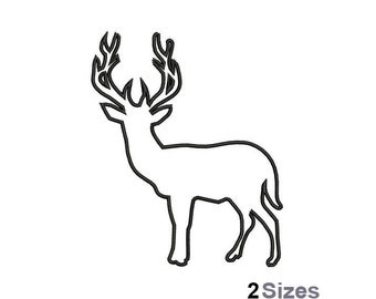 Deer Applique - Machine Embroidery Design - 2 Sizes, Deer Outline Applique Embroidery Pattern, Wildlife Applique Embroidery Design