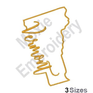 Carte de l'État du Vermont - motif de broderie Machine, motif de broderie contour du Vermont, motif de l'État américain, broderie de contour de carte de l'État du Vermont