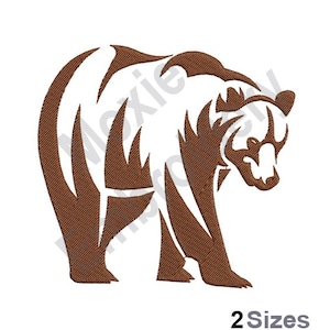 Brown Bear - Machine Embroidery Design, Bear Silhouette Embroidery Pattern, Tribal Bear Embroidery Design