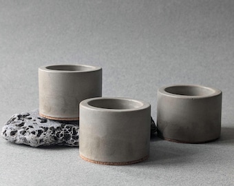 Handcrafted Concrete Tealight Holder: Minimalist Industrial Decor