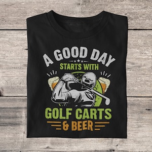 Dobry dzień zaczyna się od wózków golfowych i koszulek z piwem | Prezent dla miłośnika golfa | Prezenty sportowe dla niego Golf | Tee golfowe | Prezenty golfowe