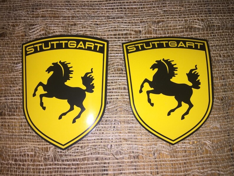 STUTTGART the Home of Porsche Fender Badge Emblems SET OF 2