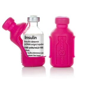 VIAL SAFE Insulin Bottle Protector Case/Sleeve for Diabetes, Never Risk Breaking Your Insulin Vial, 2-Pack (Short), Raspberry Sorbet