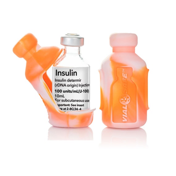 VIAL SAFE Insulin Bottle Protector Case/Sleeve for Diabetes, Never Risk Breaking Your Insulin Vial, 2-Pack (Short), Tie Dye Orange
