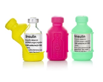 VIAL SAFE Insulin Bottle Protector Case for Diabetes, Summer Collection 3-Pack (Short), Yellow Sunshine, Raspberry Sorbet, Mojito Green