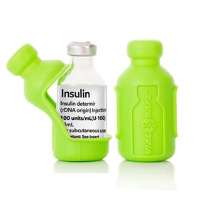 VIAL SAFE Insulin Bottle Protector Case/Sleeve for Diabetes, Never Risk Breaking Your Insulin Vial, 2-Pack (Short), Light Green