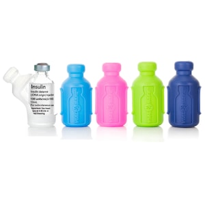 VIAL SAFE Custodia Protettiva per Flaconi di Insulina per Diabete, Riutilizzabile, Custodia Protettiva in Silicone Flessibile, Confezione da 5 (Corta), Colorata