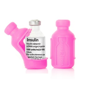 VIAL SAFE Insulin Bottle Protector Case/Sleeve for Diabetes, Never Risk Breaking Your Insulin Vial, 2-Pack (Short), Pink
