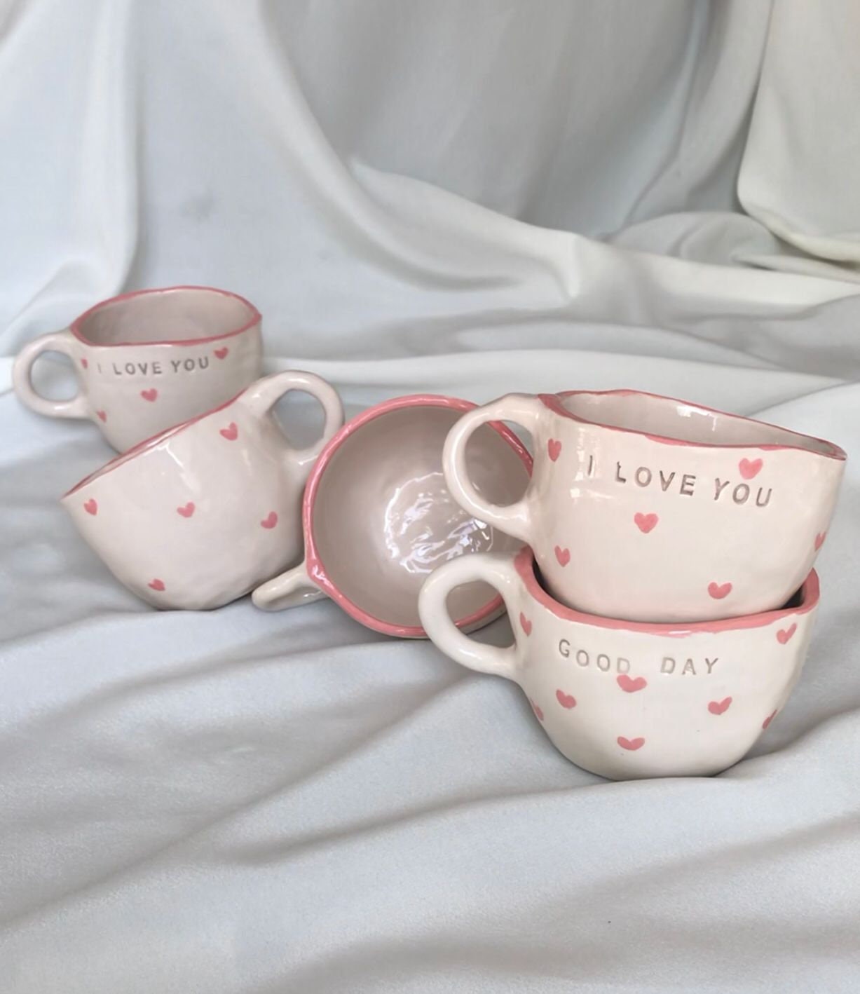 Cute heart mug/ FOR ORDER/ Handmade pottery mugs/ Dainty hea - Inspire  Uplift