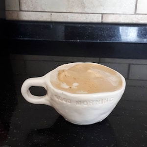 white mug, personalized handmade coffee or tea mug, gift for her, valentine&#39;s day gift, latte cup, latte mug