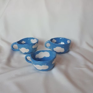 Aesthetic Mug, Hand Painted Flower and Cloudy Cute Ceramic Mug, Handmade Coffee Cup, Gift for Flower cloud lovers, ceramic coffee mug