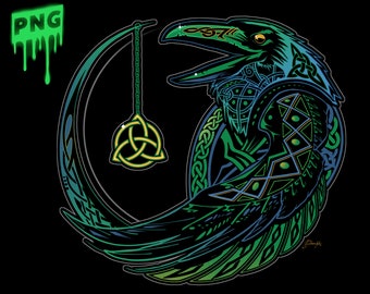 Irish Celtic Raven Download 300dpi PNG art -- Download for sublimation to apparel like t-shirts, mugs, mouse pads and other items.