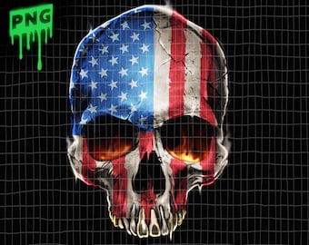 Human Skull USA flag -- digital downloadable png file,USA flag, Skull PNG, clipart, instant download, Sublimation