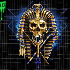 Egyptian Pharaoh Skull .. digital downloadable png file, PNG clipart, Egyptian skull, digital print, Instant Download