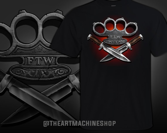 Biker Brass Knuckles With Bowie Knives -- 300ppi PNG