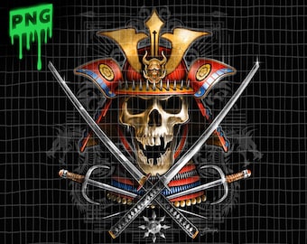 Japanese Samurai Skull-digital downlaodable png file, Skull Png, Sublimation, samurai Skull, Sublimation Design, transfer