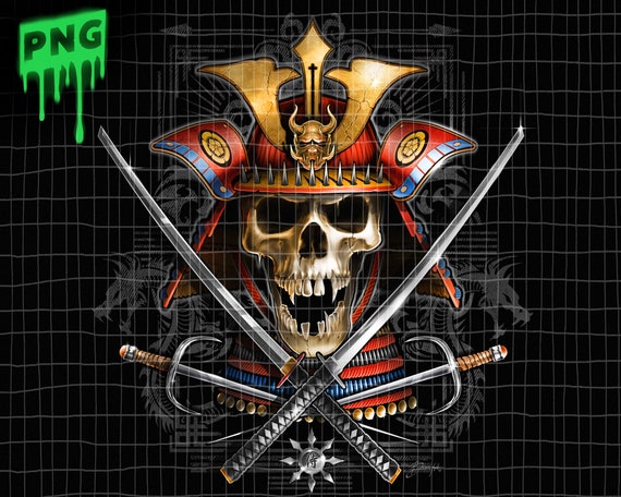 Japanese Samurai Skull-digital Downlaodable Png File, Skull Japanese Samurai Skull-digital Downlaodable Png File, Skull