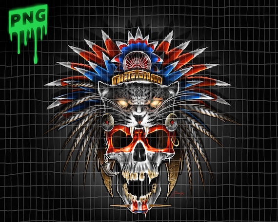 Mayan Jaguar Warrior Skull design' Sticker