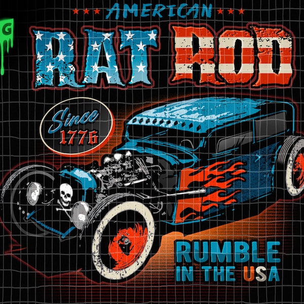 American Rat Rod Sublimation et conception de transfert - 300dpi PNG, téléchargement immédiat, conception de voiture, sur commande