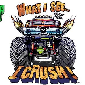 Monster Truck Digital Download arte para niños - Descarga instantánea, PNG, Arte de Kid&#39;s Truck