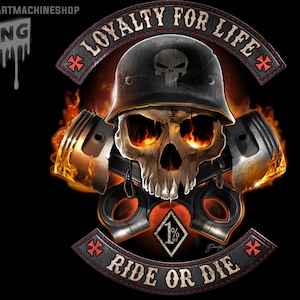Outlaw Biker Skull with crossed pistons.  Instant Download, 300dpi PNG for sublimation, Heat Press Print Digital