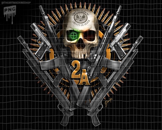 Second Amendment Skull with Guns PNG 300dpi, digital art, transfer print, sublimation, 2A