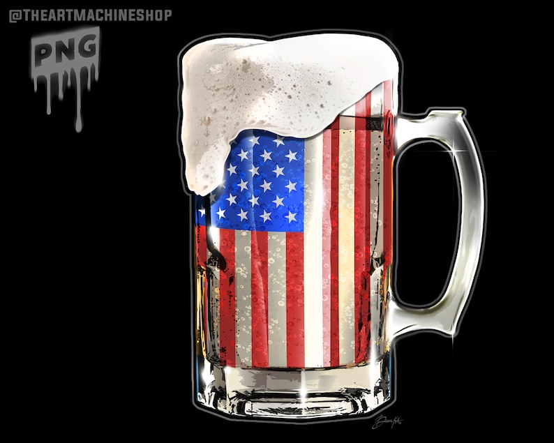 USA American Flag Beer Mug - Instant Download 300dpi PNG - Etsy