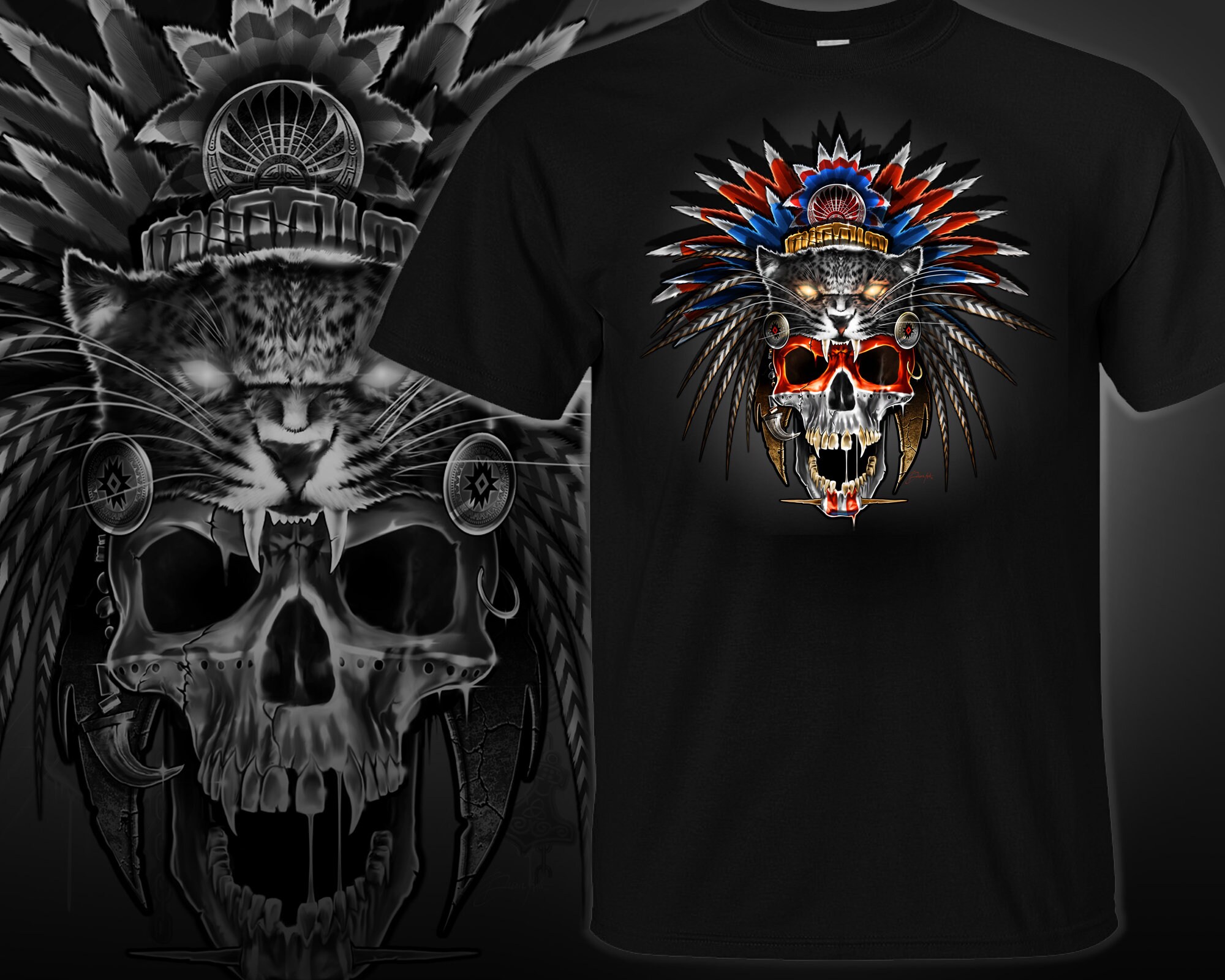 Digital Download Mayan Warrior Skull an Instant Digital 