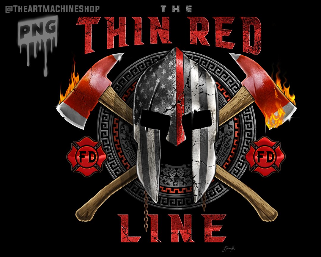 The Thin Red Line Firefighter Spartan Helmet Maltese Instant Download PNG, 300dpi With Crossed