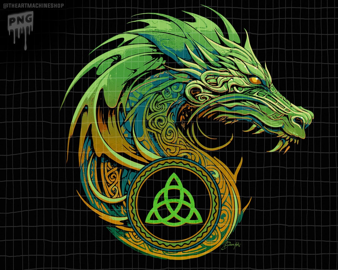 CELTIC DRAGON Instant Download-able Art, 300ppi PNG, Heat Transfer