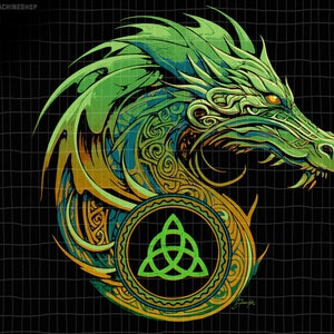 CELTIC DRAGON instant Download-able art, 300ppi PNG, Heat transfer, digital art
