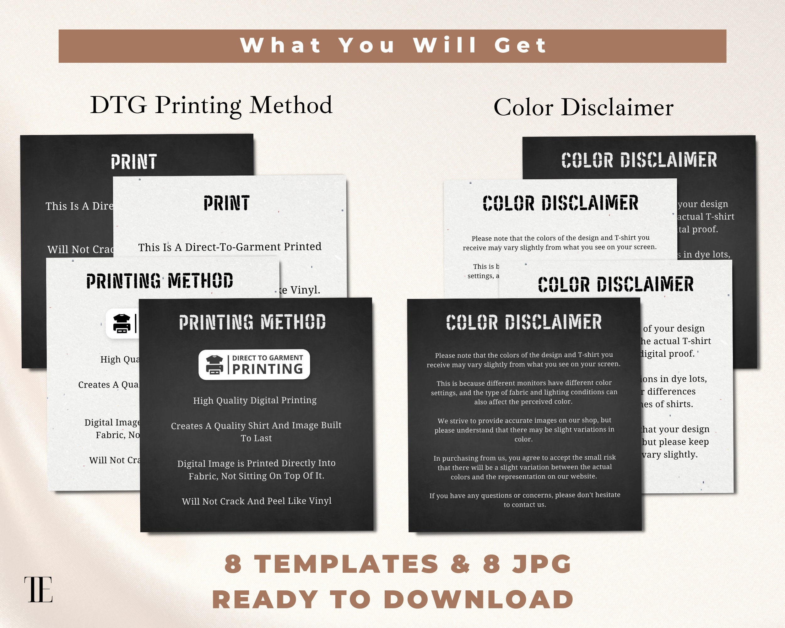 Color Disclaimer Etsy Shop Policy Template, Direct to Garment DTG ...