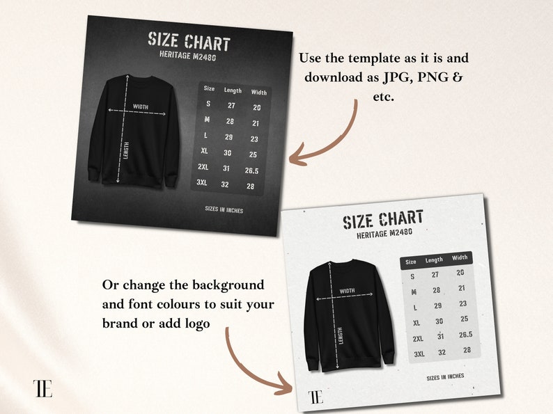 Cotton Heritage M2480 Size Chart Sweatshirt Size Guide Etsy