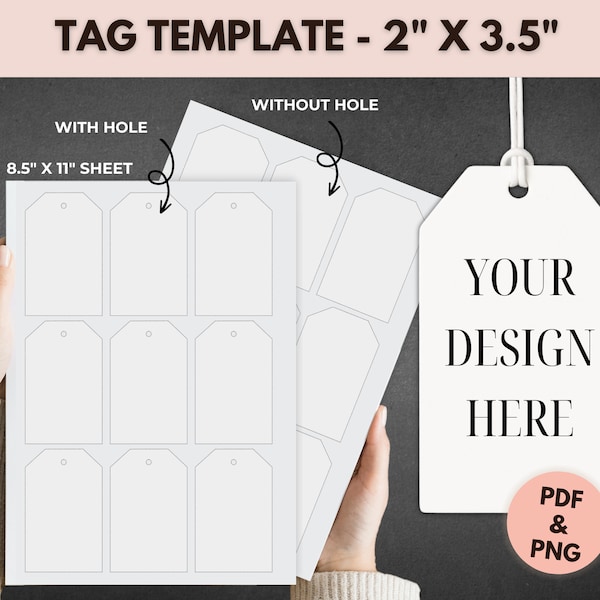 Afdrukbare blanco sjablonen voor producttags voor prijskaartjes, cadeaukaartjes, hangkaartjes, welkomstkaartjes, bedankkaartjes, shirtkaartjes, in pdf en png