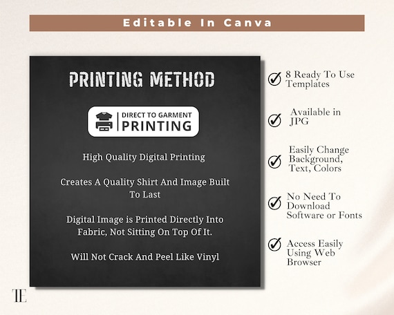 Etsy Shop Policy Template, Direct To Garment DTG Tshirt Printing and Color Disclaimer, Done For You, Download as JPG, Editable Template