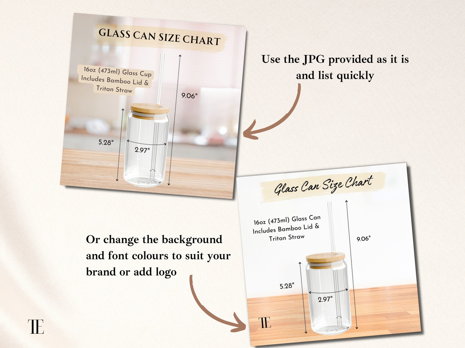 Glass Can Size Chart, 16 Oz Sipper Glass Mockup, Libbey Glass Mockup