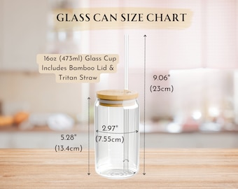 Glass Can Size Chart, 16 oz Sipper Glass Mockup, Libbey Glass Mockup, Libby Glass Mockup, Soda Can Glass Tumbler Printify Size Chart