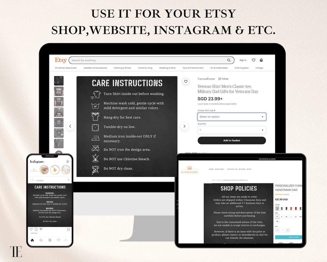Returns and Refunds Policy Template for Etsy Shop, Etsy Shop Policies