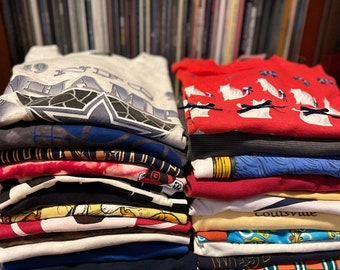 Vintage 90's Style MYSTERY Tee Graphic T-Shirt Bundle Music, Sports, National Parks, Animals, Thrifted