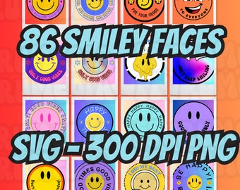 Smiley Face Emoji SVG Smält Smiley Face PNG Kommersiell Smiley Sticker SVG Trendig svg png Klipp fil Rutigt Glad Ansikte png svg Digitalt