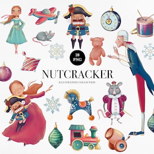 Nutcracker Clipart, Christmas Clipart, Nutcracker Winter clipart, New Year clipart, Retro Toys, Winter Ballet, Vintage Christmas clipart