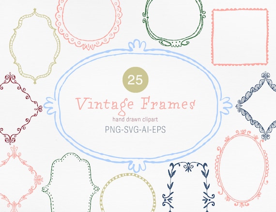 Hand-Drawn Vintage Frames Clipart | Ornate Borders (PNG SVG EPS)