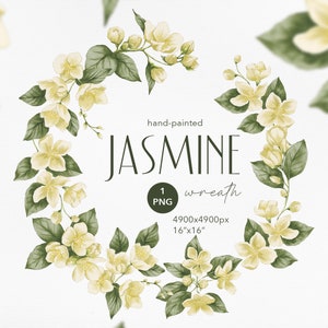 Watercolor Jasmine Wreath, Jasmine bouquets, Wedding Wreath, Wedding Jasmine Flowers in PNG, Floral wedding arrangement, Bridal shower