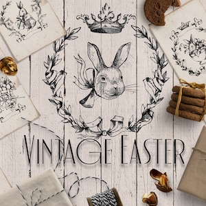 Vintage easter clip art,  Easter Rabbits bunnies clipart, Ephemera Easter, Royal easter holiday, Outline Spring Easter bunny, Bunny clipart