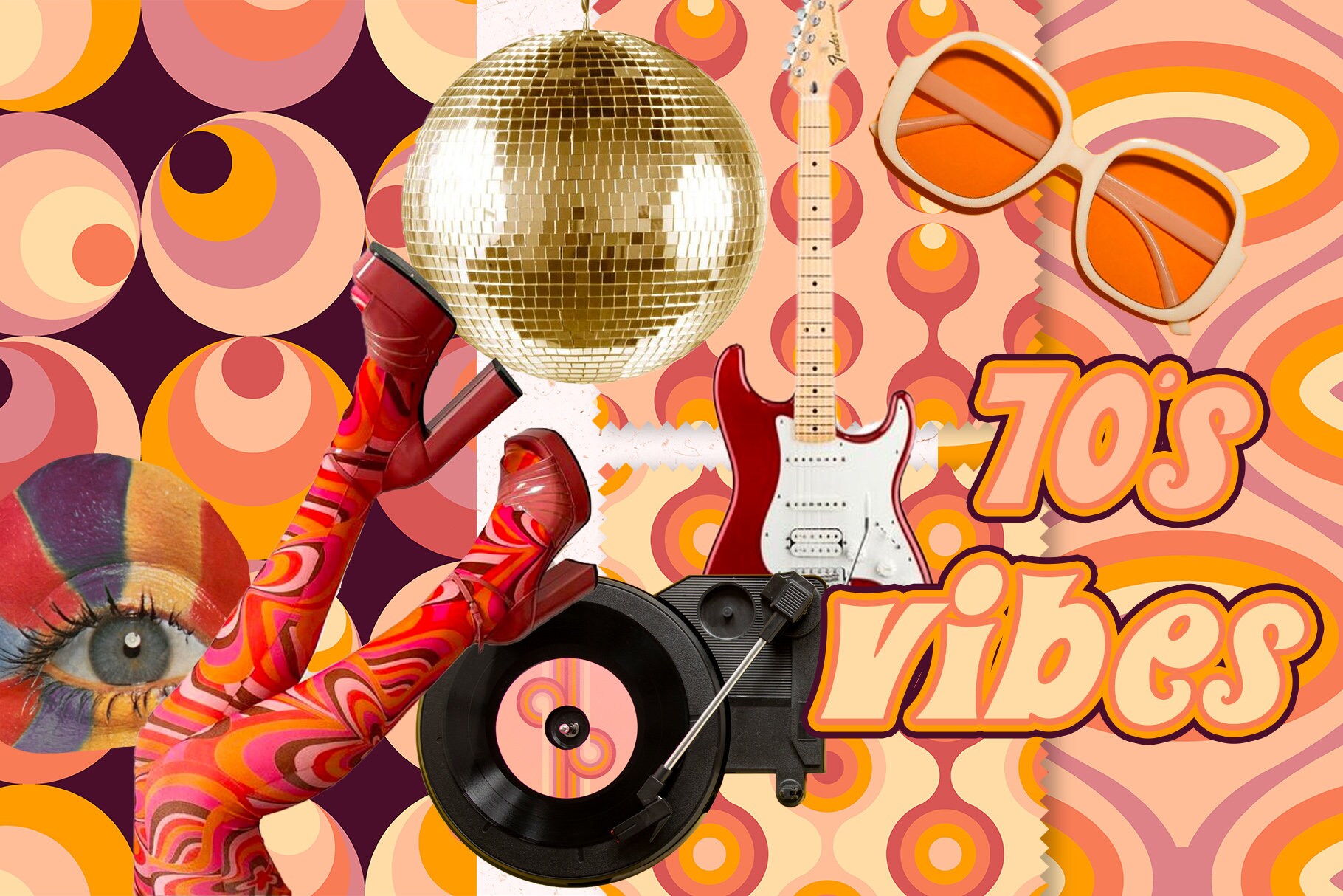 70s Geometric Vector Patterns, Psychedelic Art (digital Download