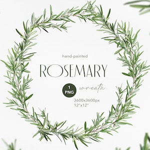 Hand-Painted Watercolor Rosemary Wreath PNG - Transparent Background
