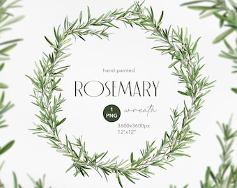 Hand-Painted Watercolor Rosemary Wreath PNG - Transparent Background